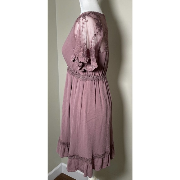 Easel Los Angeles Gracie Dress Size S Small Woman’s Plum Rose Floral Boho - Picture 4 of 11